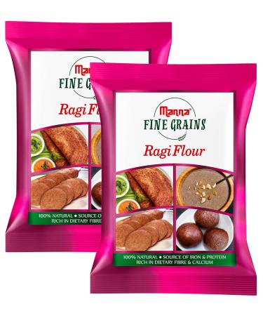 Manna Plain Ragi Flour/ Finger Millet Flour - 4.4 lbs - 2kg (1kg Pack x2)