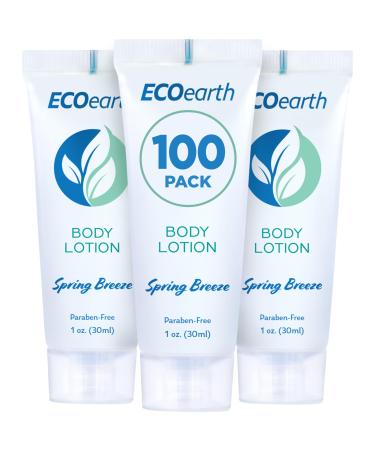 EcoEarth Travel Size Lotion (1 fl oz 100 PK Spring Breeze) Delight Your Guests with an Invigorating and Refreshing Body Lotion Quality Mini and Small Size Guest Hotel Toiletries in Bulk