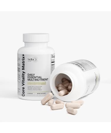 Stellar Health Core Vitality Matrix+ | AI-Formulated Daily Multivitamin for Women & Men | 25+ Bioavailable Vitamins & Minerals | Vitamin D Vitamin C Zinc Magnesium Biotin B12 | 60 Vegetable Caps