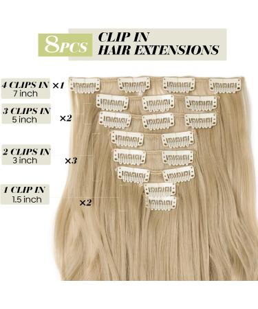 S-noilite 17 Curly Golden Mix Bleach Blonde Clip In Hair Extensions - 8pcs Full Head Set - 60 Color Options - Buy Online on GoSupps.com