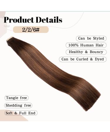 Hotlulana Tape In Extensions - 100% Real Hair Balayage Dark Brown & Chestnut Brown - 18 Inch (45cm) Skin Weft (20 Pack) - Buy Online on GoSupps.com
