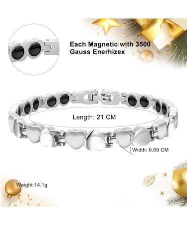 Jeroot Titan Magnet Hard Band - 4mm Zirconia Bracelet for Women | Adjustable Magnetic Bracelet with Gift Box (3500 Gauss) - Perfect Gift Idea - Buy Online on GoSupps.com