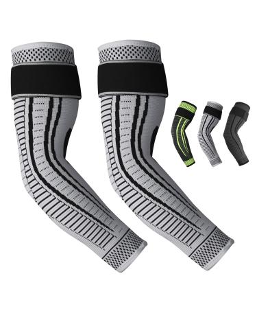 Ruilala elbow bandage compression for women men breathable elbow bandages 2 pieces of non -slip elbow support for tennis arm golfer arm sports arthritis tendinitis (gray m) m gray