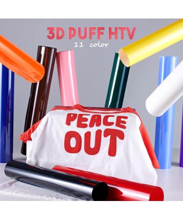 Puff Vinyl Heat Transfer - 11 Sheets 12x10 3D Puff HTV Foaming Transfer Vinyl for T-Shirts - DIY Iron on Vinyl for Cricut & Silhouette - Buy Online on GoSupps.com