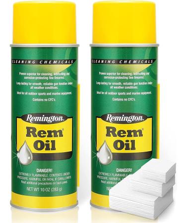 2 Pack Rem Oil Spray 10 Oz Gun Oil and Cleaner - 2x10 Oz Rem Oil Spray Gun Oil Aerosol + Gun Cleaning Wipes - Rem Oil Clp Gun Cleaner and Lubricant Aerosol 2x10 Oz + Gun Cleaner Patches 40pcs