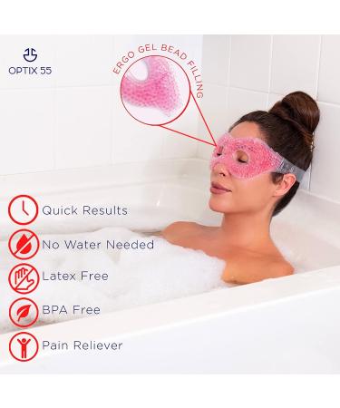 Ergo Gel Bead Eye Therapy Mask - Hot Cold Compress for Puffy Eyes, Headaches, Sinus - Reusable Cooling Face Mask for Dry Eyes and Dark Circles (Pink) - Buy Online on GoSupps.com