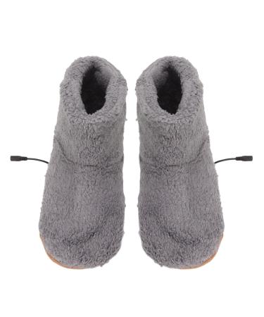 Electrical foot warmers heated plush heat shoes for women and men's foot Warmer soft heated boots for home office cold winter gray