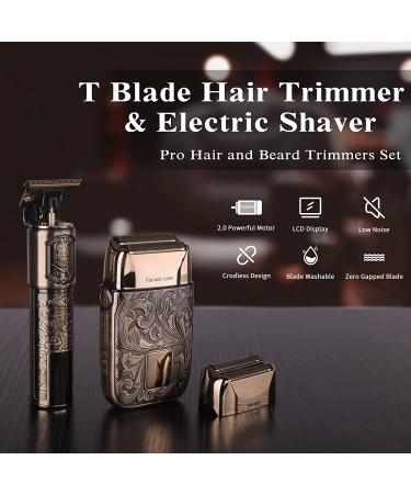 Ufree Professional Hair Clippers Set - T Blade Trimmers for Men - Cordless Barber Pro Liners Clipper Electric Razor - 4 Guards, 2 Foil Head Bronze - Buy Online on GoSupps.com