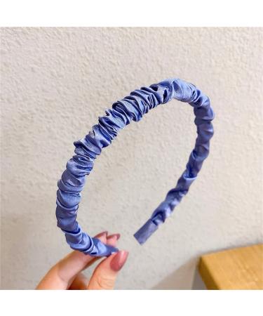 Verdant Touch Ruched Hair Band Ruched Satin Pleated Headband Hair Hoop for Women and Girls Dark Blue