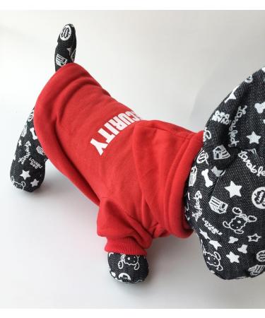 Zoonpark Dog Hoodie - Warm Fleece Clothing for Small Medium & Large Dogs - Winter Security Inscription - Red Size L (34cm Back Length) - Buy Online on GoSupps.com