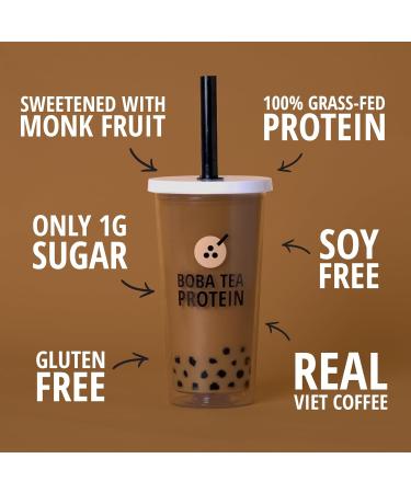 Boba Tea Protein Vietnamese Coffee | 25g Grass-Fed Whey Protein Isolate Powder | 112mg Caffeine | Gluten-Free & Soy-Free Bubble Tea Drink | Real Ingredients & Lactose-Free Protein Drink | 25 Servings Vietnamese Coffee 25 Se  - Buy Online on GoSupps.com