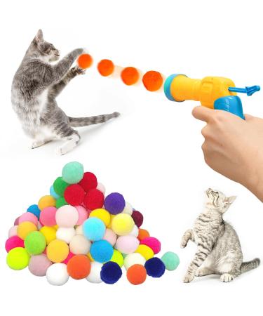Darryy cat toys ball pistol cat toy balls 50 balls balls for cats soft interactive toys for cats training cats ball launcher colorful cat toys balls