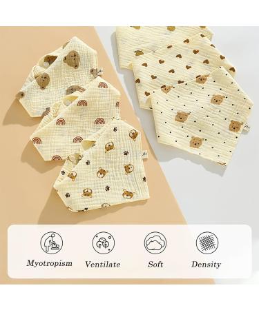 Fzsecriu Baby Muslin Bibs - 6 Pack Triangle Neckerchiefs for Teething & Drooling Soft Gauze Towels for Infants - Buy Online on GoSupps.com
