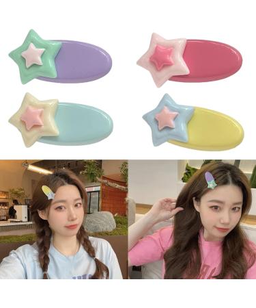amangul Small-fresh Hair Clip for Hot Girls Stero Star Shape Hair Barrettes Candy Color Ponytail Hair Barrettes for Teens Girls(Green Star) - Buy Online on GoSupps.com