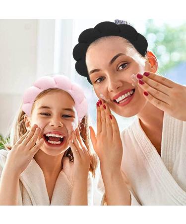 Sponge Spa Headband and Wristband Set for Skincare - Soft Terry Towel Cloth Hair Band - Hair Accessory for Girls and Women - Black - Buy Online on GoSupps.com