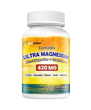 Magnesium Complex Supplement 5 in 1 Citrate-Glycinate-Malate-Oxide-Taurinate-5-in-1 Magnesium + Vitamin B-6