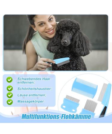 Tonyg-P Flea Comb Set for Cats & Dogs - 4-Piece Pet Care Kit | Tear Stain Remover & Grooming Tool in Blue - Buy Online on GoSupps.com