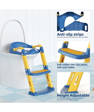 YMINA Potty Training Seat with Step Stool Ladder for Boys Girls - Blue, Foldable, Adjustable, Anti-Slip Pad - Kids Toilet Seat with Handles & Splash Guard - Buy Online on GoSupps.com