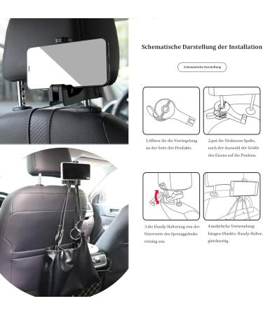 Enlace Rear Hooks for Car Seats with Cell Phone Holder - Headrest Hooks for Bags & Handbags Silver 2 Pieces - Shop Internationally - Buy Online on GoSupps.com
