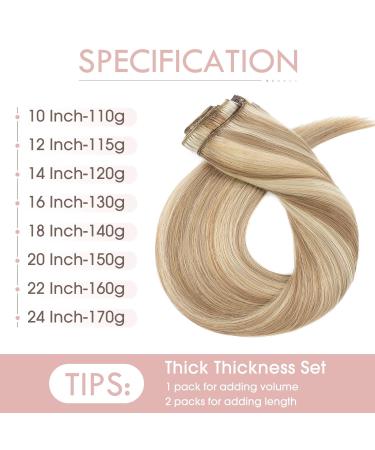 Silk-Co Clip-In Hair Extensions - 18 Clips 8 Tressen Real Remy Hair Blonde & Golden Brown Highlights 115g - 30cm Length - Buy Online on GoSupps.com