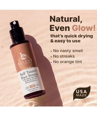Face Tanner Serum - USA Made with Natural & Organic Ingredients Sunless Self Tanner for Face with Anti-Aging Hyaluronic Acid Non Toxic Bronzing Serum for Streak-Free Fake Tan & Natural Glow 2 Fl Oz (Pack of 1) Medium to D  - Buy Online on GoSupps.com
