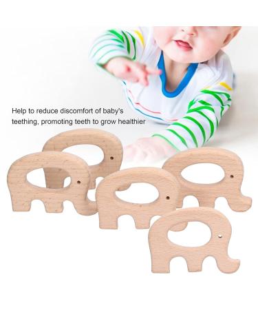5pcs Baby Elephant Teething Toys | Beech Wood Pain Relief Rings | Modern DIY Necklace & Bracelet - Buy Online on GoSupps.com