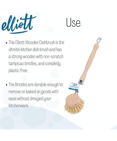 Elliott Wooden dish brush with Natural tampico fibres Long reach washing up brush ideal for cleaning glasses plates pots and pans replacable brush heads available. Regular Dishbrush - Buy Online on GoSupps.com