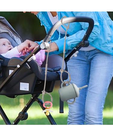 Uozonite Stroller Belt & Drinking Bank Belt | Silicone Pacifier Holder Adjustable Food Catcher Toy Clip Children's Bite Ring & Cup Holder - Light Gray - Buy Online on GoSupps.com