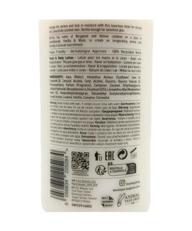 Boutique Sandalwood & Vetiver Hand and Body Lotion 16.9 Fl Oz 97% Natural Essential Oils Quick Drying Vegan - Buy Online on GoSupps.com