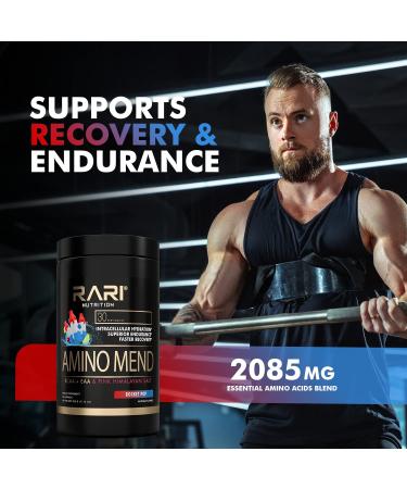 RARI Nutrition Amino Mend - Natural BCAA + EAA Powder with Pink Himalayan Salt for Endurance, Hydration & Recovery - 30 Servings (Rocket Pop) - Buy Online on GoSupps.com