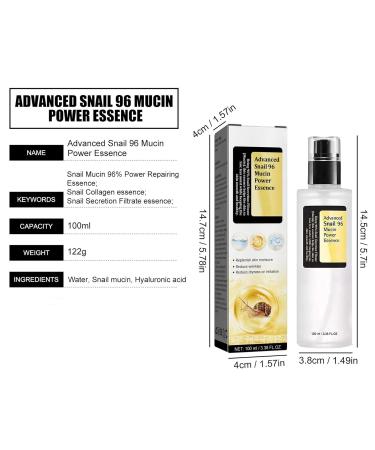 Snail Mucin 96% Power Repairing Essence 3.38 fl.oz - Hydrating Serum with Snail Secretion Filtrate for Dark Spots and Fine Lines - 100ml Face Moisturizer Set - Buy Online on GoSupps.com