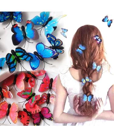 cuhair 10pcs (5pcs red and 5pcs blue) butterfly women girls hair clips pin claw hair clips accessories