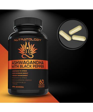 Organic Ashwagandha With Black Pepper For Improved Absorption. Resistant To Stress Increases Energy Levels & Supports Memory Enhancement - 650MG Ashwagandha Per Capsule - 60 Capsules 60 count (Pack of 1) - Buy Online on GoSupps.com