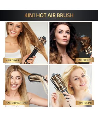 Plavogue Dual Voltage Hair Dryer Brush Volumizer - Travel Salon Blowout Brush, Negative Ionic, One-Step Hot Air Brush - International Upgraded Version (Black Gold) - Buy Online on GoSupps.com