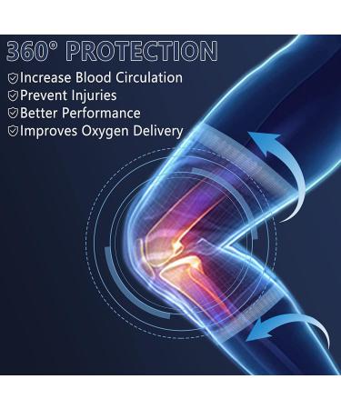 BESKEY Knee Support (Pair) Anti Slip Knee Brace Elastic Breathable Knee Compression Sleeve Help Joint Pain Relief for Arthritic Sufferer and Recovery from Injuries Fit for Sports (L Blue) L (Pack of 2) Blue - Buy Online on GoSupps.com