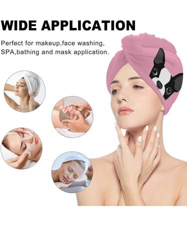 French Bulldog Microfiber Hair Towel Wrap for Women - Super Absorbent 10x26 Inch Hair Turban with Button - Buy Online on GoSupps.com
