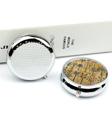 Travel Pill Box Organizer - 3 Compartment with Plant Patterns - Portable Medicine Case for Purse & Pocket - Buy Online on GoSupps.com