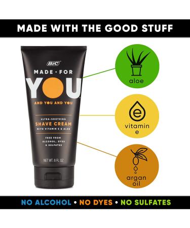Made For You Shaving Cream - Unisex Shave Cream with Aloe Vera, Vitamin E, and Argan Oil for Moisturized & Protected Skin - Buy Online on GoSupps.com