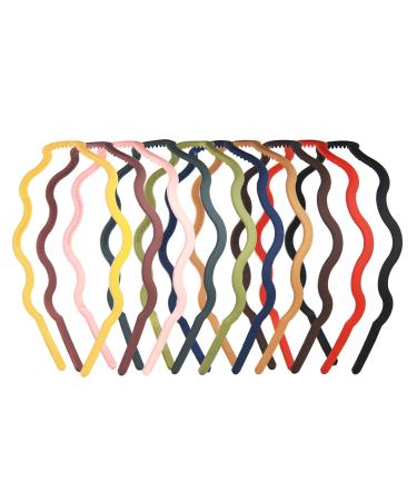 Lomy Plastic Headbands Matt Surface  Headbands with Comb Teeth for Women and Girls  6mm Thin Wavy Headbands 10 Pieces Bulk Plain Headbands in 10 Colors DIY Headbands