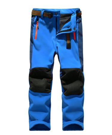 M2C Boys Girls Outdoor Fleece Lined Softshell Ski Hiking Pants with Belt Indigo Bunting 4-5T