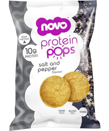 Novo Nutrition | Protein Pops | Healthy Savoury Snack with High Protein Low Sugar and High Fibre | Pack of 6 x 45g (Salt and Pepper) - Buy Online on GoSupps.com