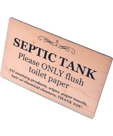 Septic Tank Pine Effect Sign Plaque Notice for Toilet Bathroom W.C only Flush Toilet Paper - Buy Online on GoSupps.com