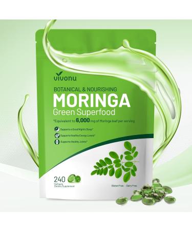 VivoNu Moringa Bio 6000 mg 240 unit s Technologie Ultra-Concentr e 30:1 Super-aliment Complet pour l nergie la Peau l Immunit et la Sant Intestinale 240 - 1 Sac