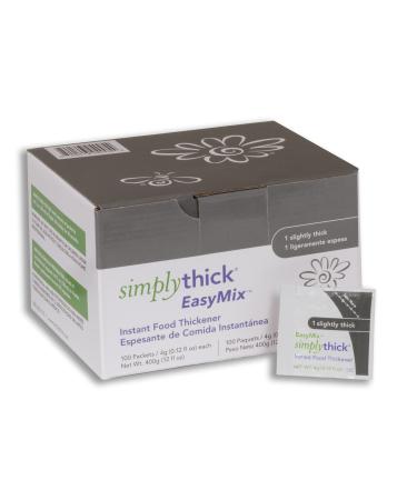 SimplyThick EasyMix | 100 Count of 4g Individual Packets | Gel Thickener for those with Dysphagia & Swallowing Disorders | Creates An IDDSI Level 1 - Slightly Thick Consistency