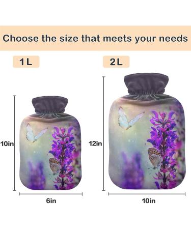 Buy Naanle 2L Hot Water Bottle with Butterfly Lavender Cover - Heat & Cold Therapy for Pain Relief Back Hands and Neck - Buy Online on GoSupps.com