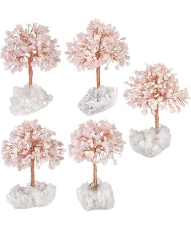 Kyeygwo Rose Quartz Healing Crystal Money Tree | Feng Shui Bonsai Gemstone Ornament | Natural Mountain Crystal Druse Base for Luck & Home Decor - Buy Online on GoSupps.com