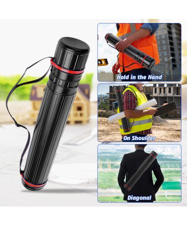 TOOYFUL Extendable Poster Tube 18-28'' with Shoulder Strap - Portable Storage for Documents, Blueprints, Drawings, Art - Black - Buy Online on GoSupps.com