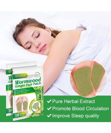 32PCS Wormwood Ginger Foot Pads Natural Herb Wormwood Foot Pads Anti Swelling Ginger Detox Foot Patch Ginger Foot Pads Improve Sleep - Buy Online on GoSupps.com
