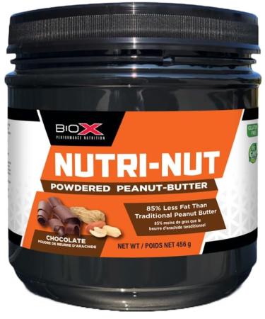 BioX Nutri-Nut Powdered Peanut Butter | Delicious Low Calorie Powdered Peanut Butter with 5g Protein Low Sugar & Low Fat | No Artificial Flavours Or Sweeteners Non-GMO & Gluten Free (Pack of 1 Chocolate) Chocolate 456 g (Pack of 1)