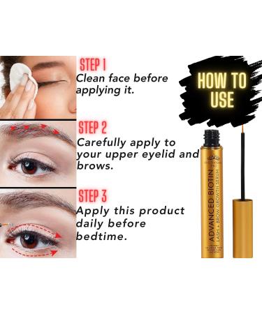 Physician Developed Eyelash and Eyebrow Growth Serum - Advanced Biotin for Fuller, Longer, Thicker & Healthier Lashes and Brows - Lash Extensions Safe - Oil-Free & Cruelty-Free - 5ML, 6 Months Supply - Buy Online on GoSupps.com